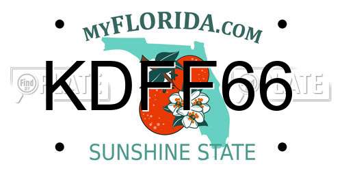 KDFF66 Florida License Plate