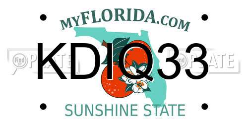 KDIQ33 Florida License Plate