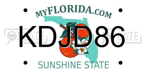 KDJD86 Florida License Plate