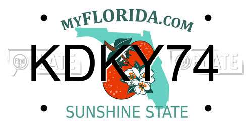 KDKY74 Florida License Plate