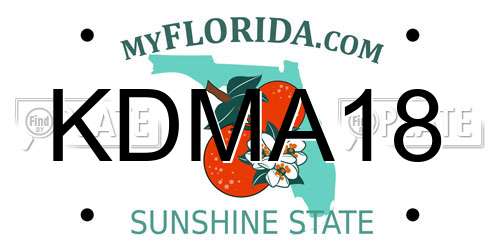 KDMA18 Florida License Plate