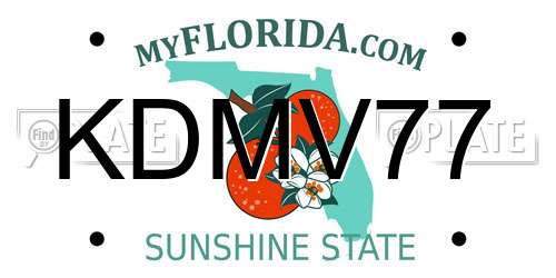 KDMV77 Florida License Plate