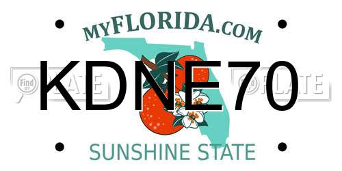 KDNE70 Florida License Plate