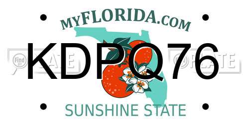 KDPQ76 Florida License Plate