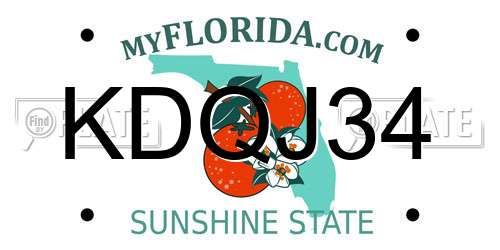 KDQJ34 Florida License Plate