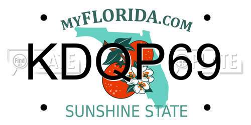 KDQP69 Florida License Plate