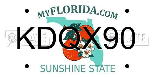 KDQX90 Florida License Plate