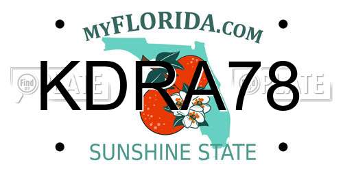 KDRA78 Florida License Plate