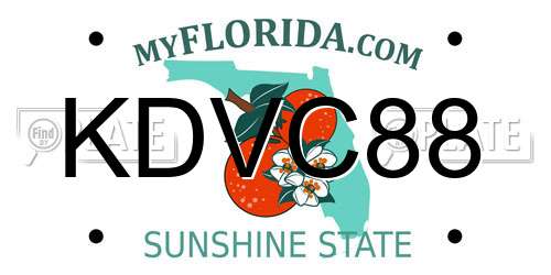 KDVC88 Florida License Plate
