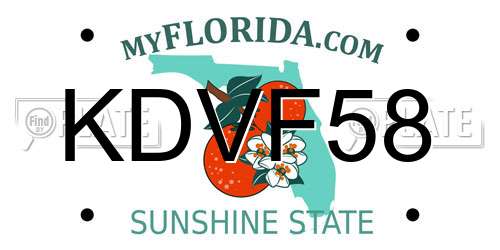 KDVF58 Florida License Plate