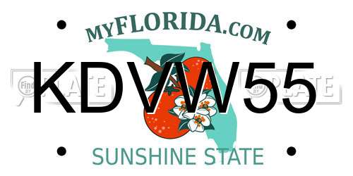 KDVW55 Florida License Plate