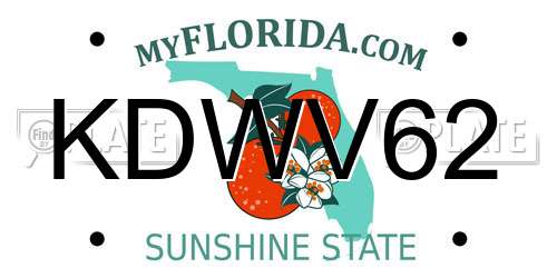 KDWV62 Florida License Plate