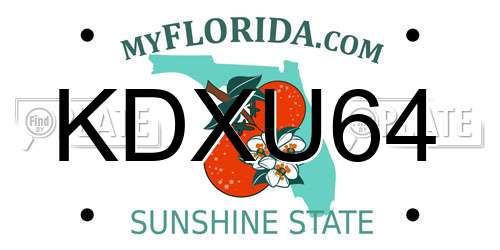 KDXU64 Florida License Plate