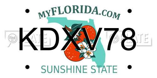 KDXV78 Florida License Plate