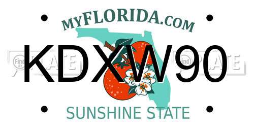 KDXW90 Florida License Plate
