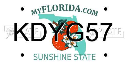 KDYG57 Florida License Plate