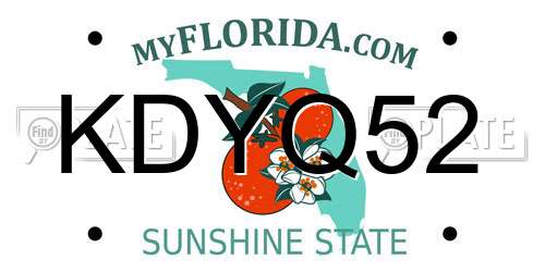 KDYQ52 Florida License Plate