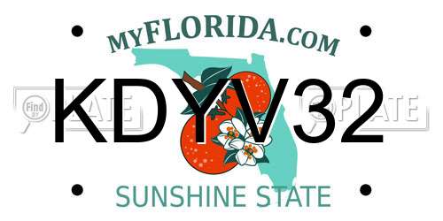 KDYV32 Florida License Plate
