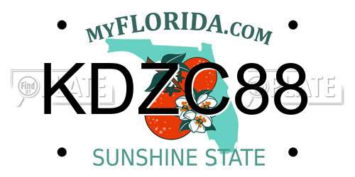 KDZC88 Florida License Plate