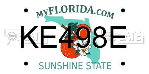 KE498E Florida License Plate