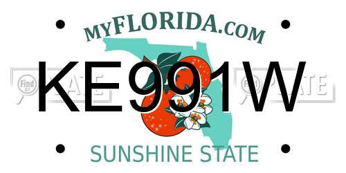 KE991W Florida License Plate