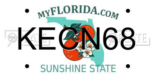 KECN68 Florida License Plate