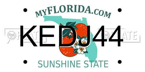 KEDJ44 Florida License Plate