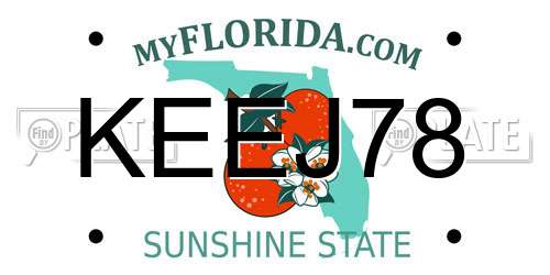 KEEJ78 Florida License Plate