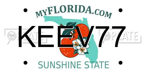 KEEV77 Florida License Plate