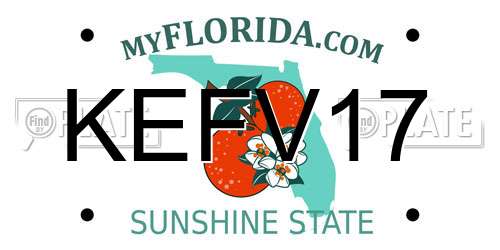 KEFV17 Florida License Plate