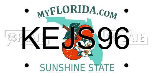 KEJS96 Florida License Plate