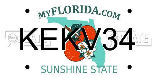 KEKV34 Florida License Plate