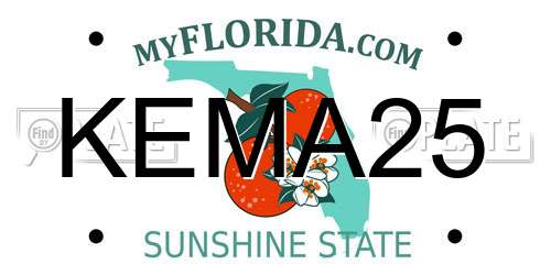 KEMA25 Florida License Plate