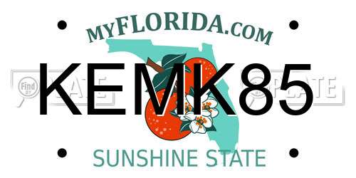 KEMK85 Florida License Plate