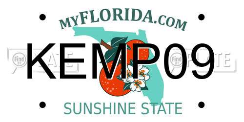 KEMP09 Florida License Plate