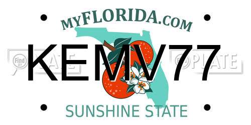 KEMV77 Florida License Plate