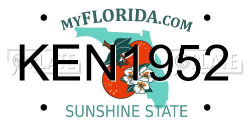 KEN1952 Florida License Plate