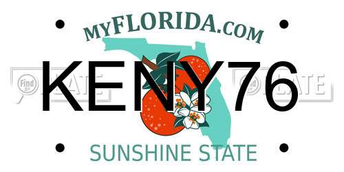 KENY76 Florida License Plate