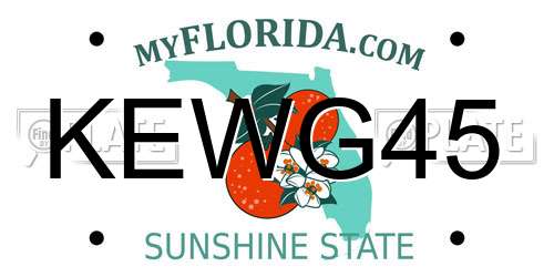 KEWG45 Florida License Plate