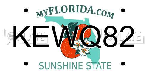 KEWQ82 Florida License Plate
