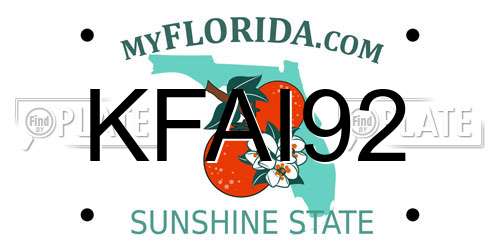 KFAI92 Florida License Plate