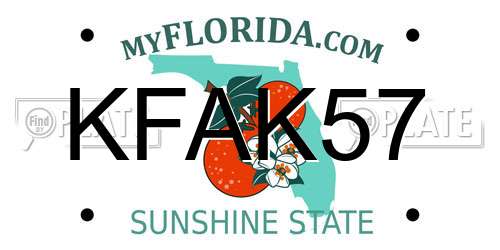 KFAK57 Florida License Plate