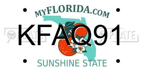 KFAQ91 Florida License Plate