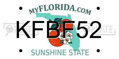 KFBF52 Florida License Plate