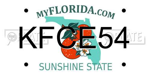 KFCE54 Florida License Plate