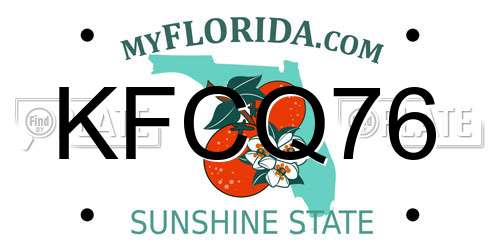KFCQ76 Florida License Plate