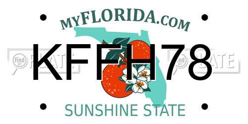 KFFH78 Florida License Plate