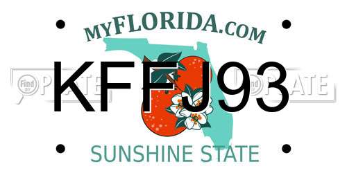 KFFJ93 Florida License Plate