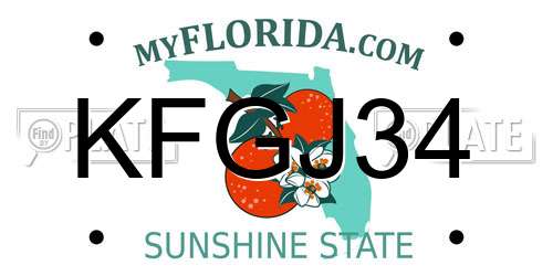 KFGJ34 Florida License Plate