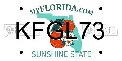 KFGL73 Florida License Plate